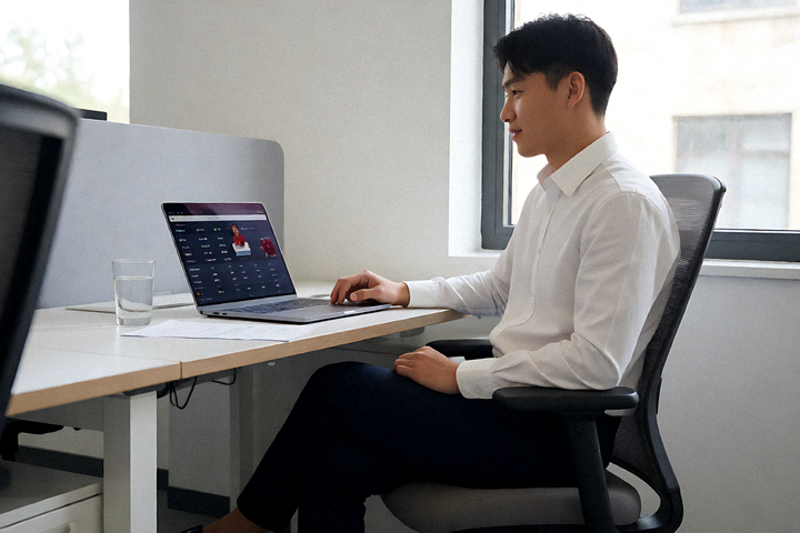 体育新闻编辑室内的转会资讯工作台，屏幕上显示球员资料